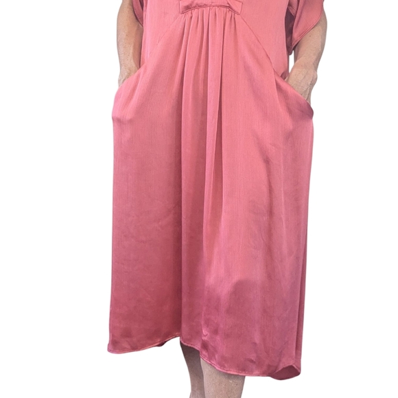 Zara Oversized Coral Satin V-Neck Fairycore Midi Maxi Kimono Dress Size XS - Picture 3 of 11